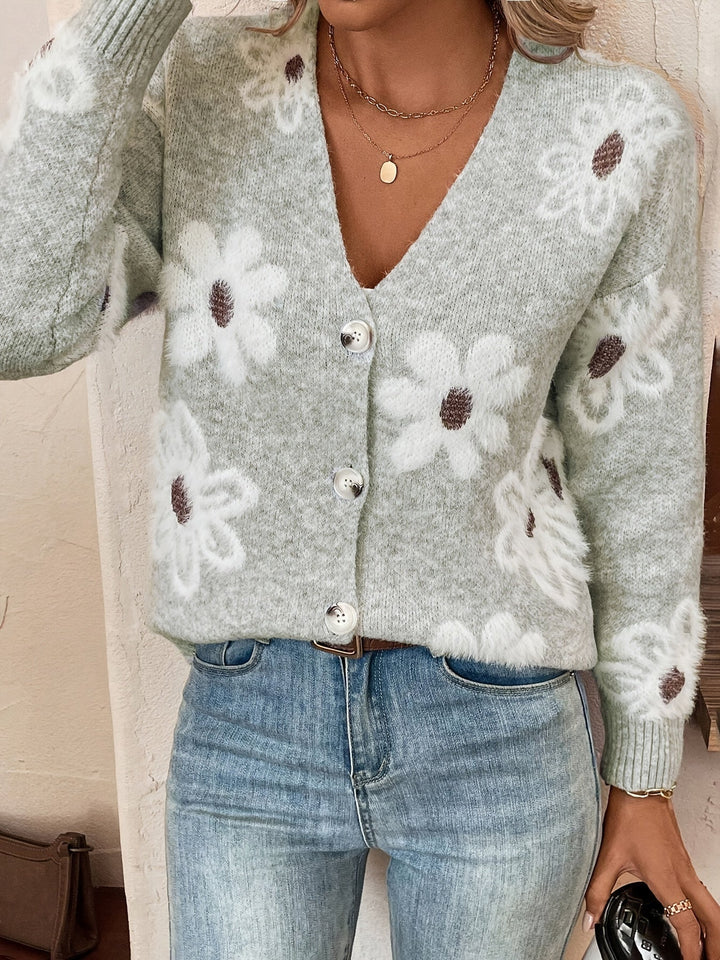 Emma | Bloemenpatroon cardigan trui
