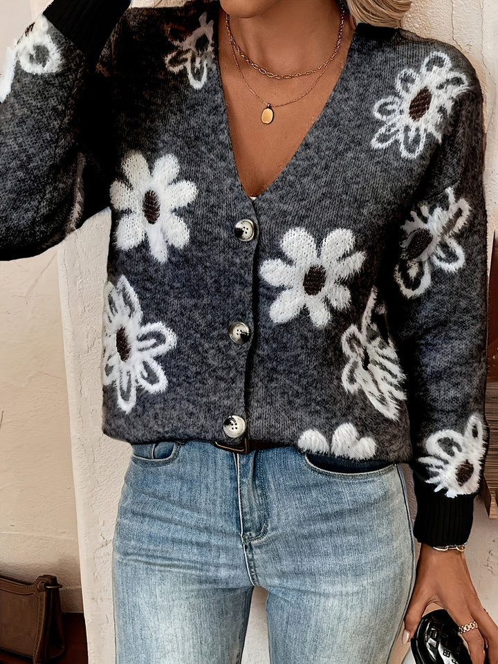 Emma | Bloemenpatroon cardigan trui