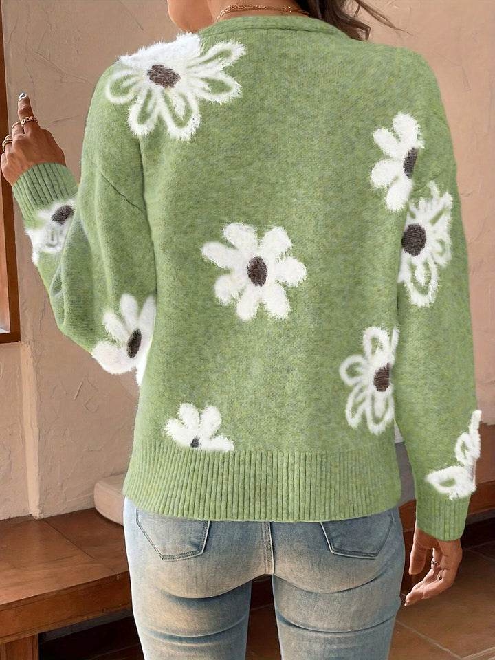 Emma | Bloemenpatroon cardigan trui