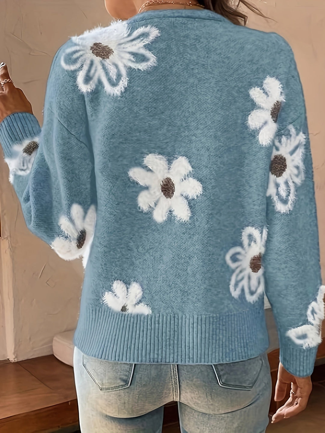 Emma | Bloemenpatroon cardigan trui