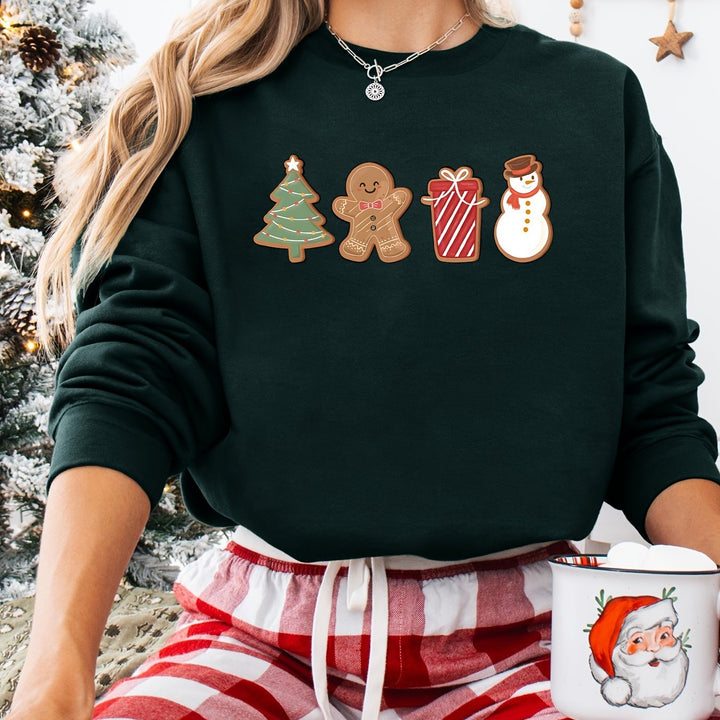 Emma | Feestelijke kersttrui met sneeuwpop en boom print
