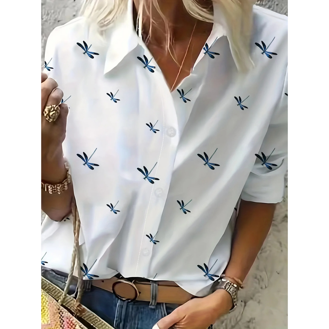 Emma | elegante gebloemde damesblouse met omslagkraag