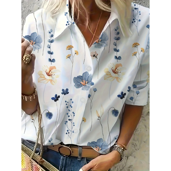 Emma | elegante gebloemde damesblouse met omslagkraag