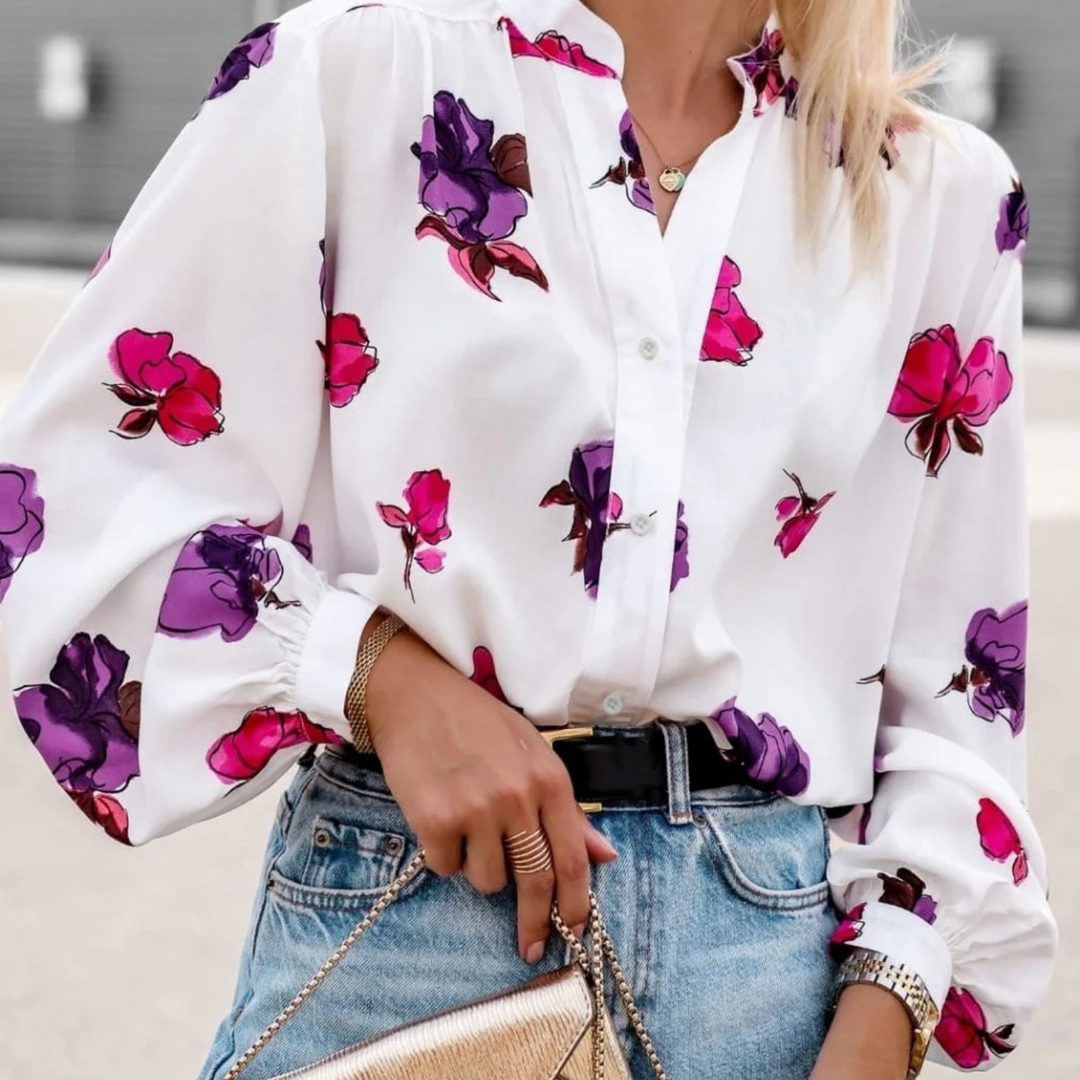 Emma | elegante gebloemde damesblouse met omslagkraag