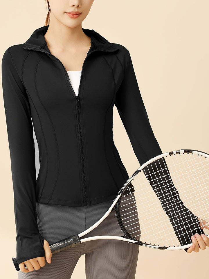 Eva | Cropped sportjack met ademende stof en staande kraag