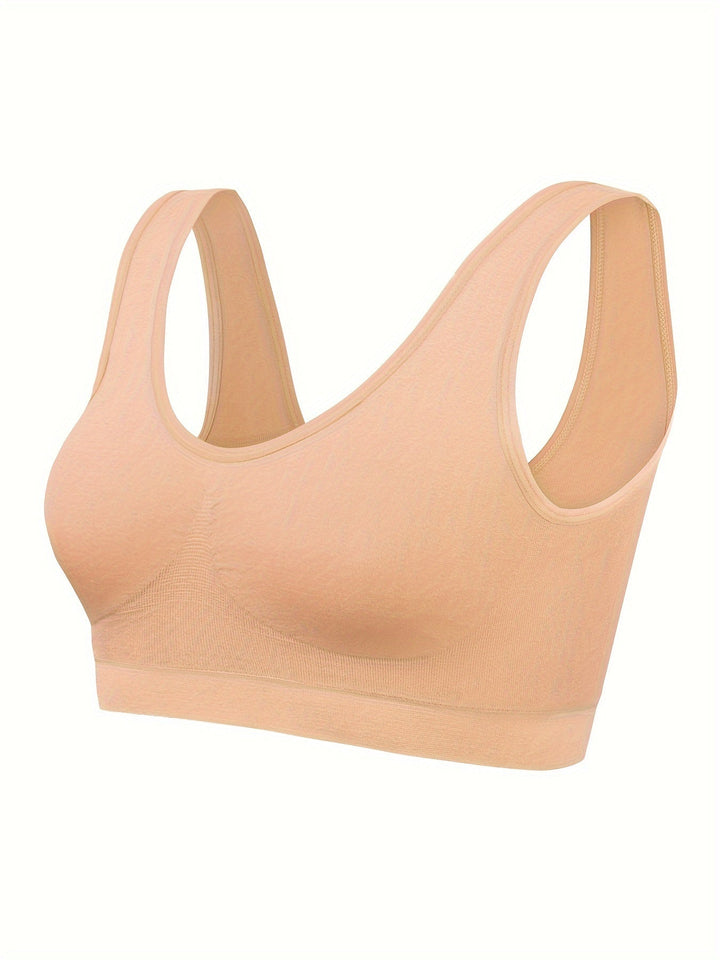 Eva | Set van 3 effen tanktops en naadloze sport-bh
