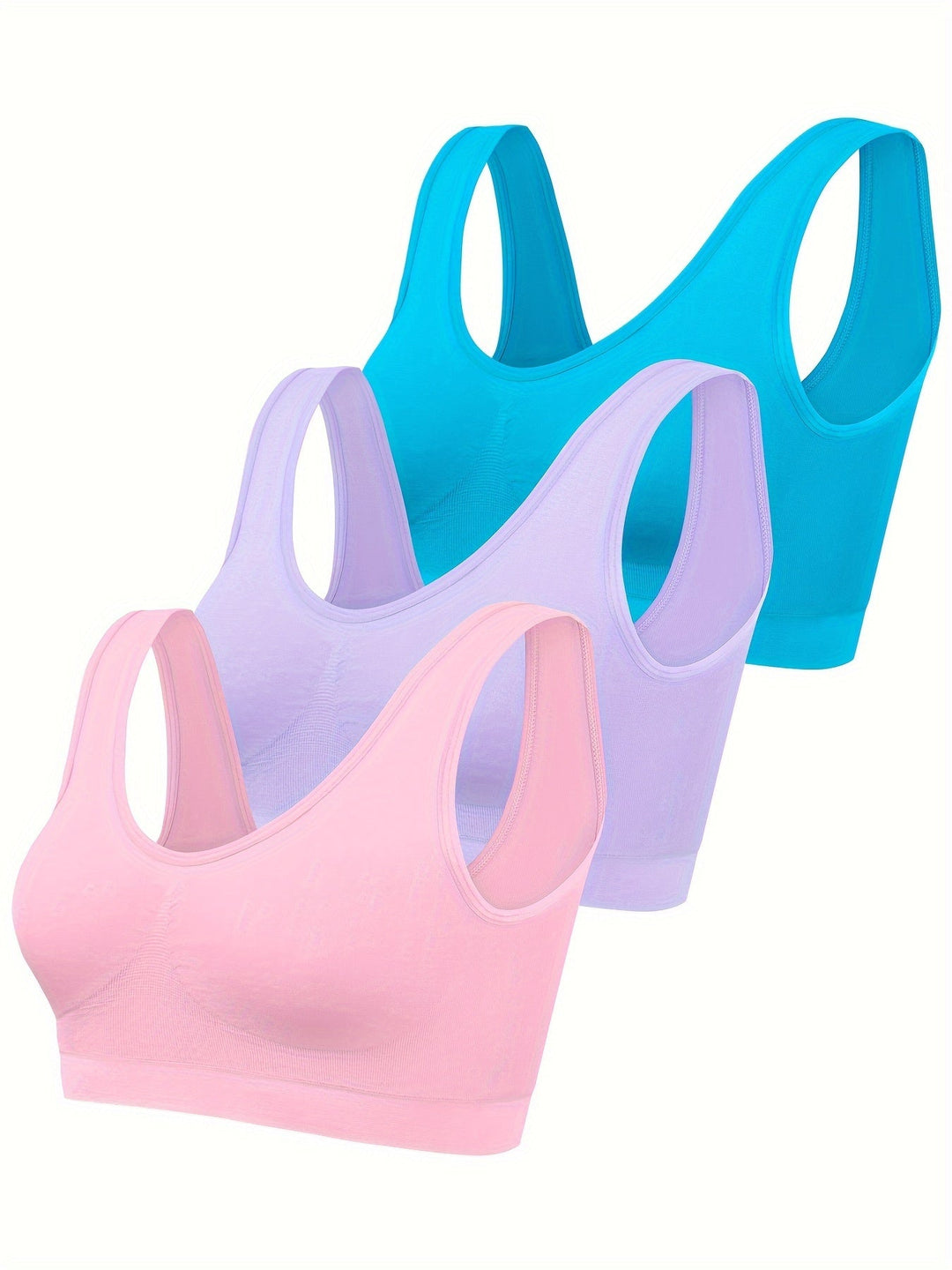 Eva | Set van 3 effen tanktops en naadloze sport-bh