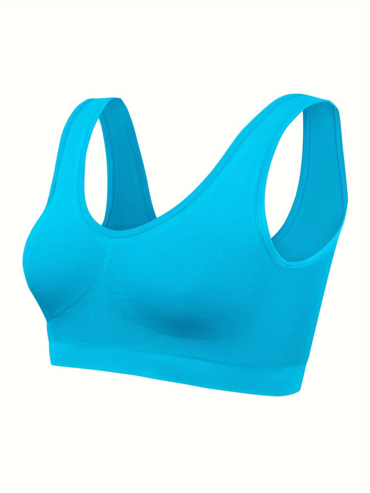 Eva | Set van 3 effen tanktops en naadloze sport-bh