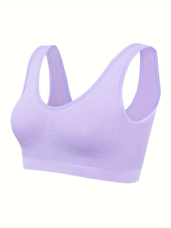 Eva | Set van 3 effen tanktops en naadloze sport-bh