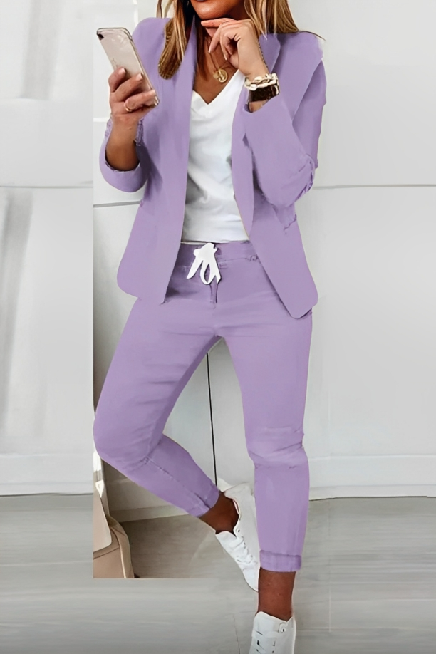 Dames Tweedelige Set Blazer en Pantalon Met Trekkoord
