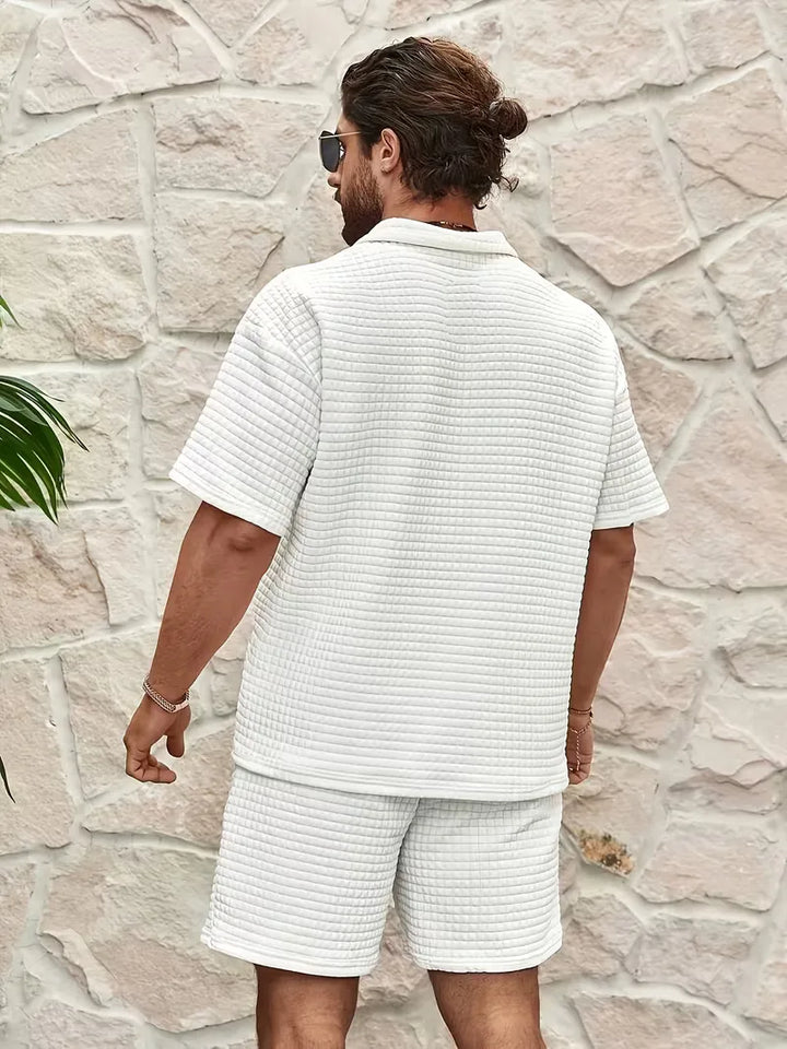 Set met V-neck en textuur