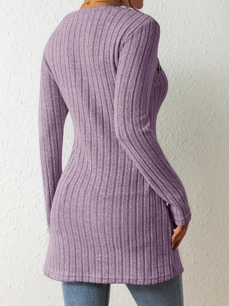 Julia - Trendy Geribbelde Asymmetrische Top