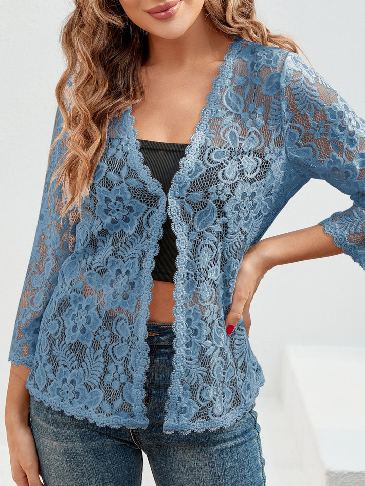 Cassandra | Bloemig Opengewerkt Cardigan