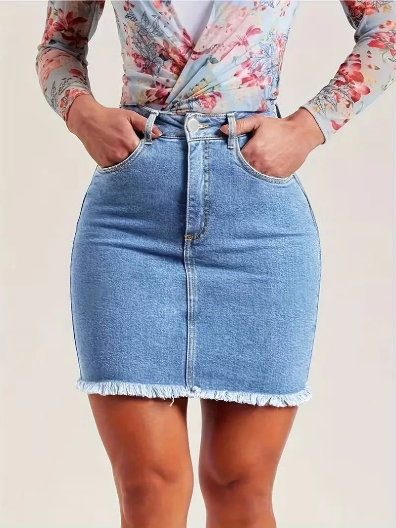 Denim rok met hoge taille