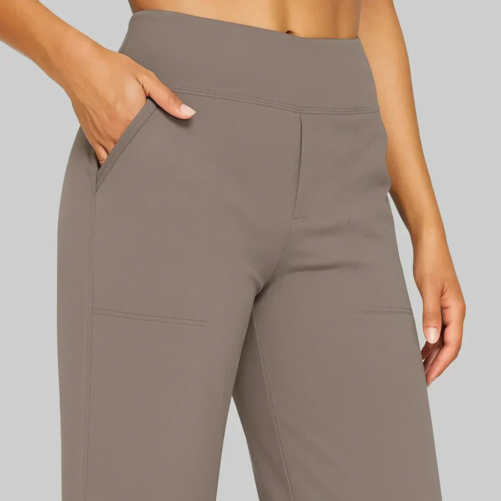 Hoge Taille Dames Broek Met Rechte Pijpen En Zakken