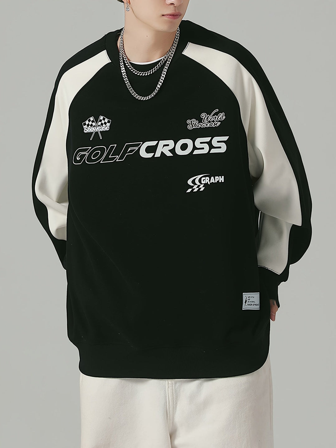 Golf Cross™ | Ronde Hals Sweatshirt van Katoenmix Heren | Regular fit | Relaxed schouderontwerp - Sportief streetwear - Zacht en ademend