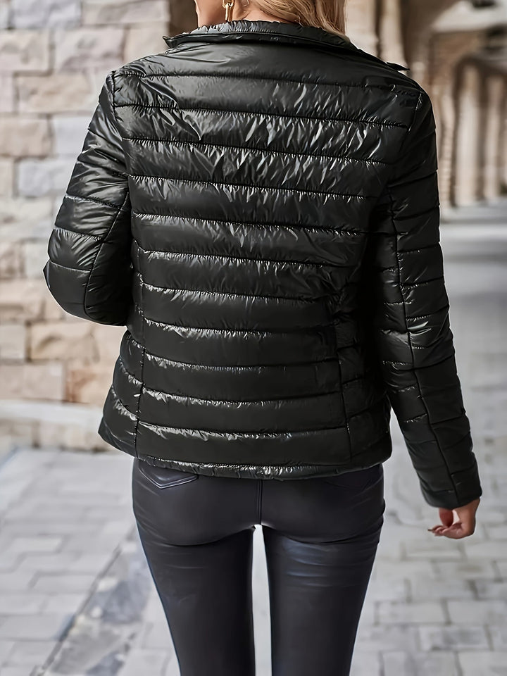 Femke | Elegante polyamide pufferjas met staande kraag en zakken