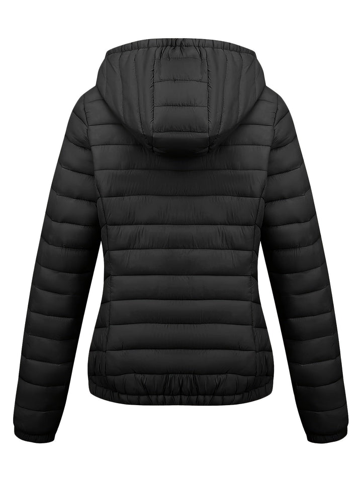 Fien | Geritste hoodie puffy jas met schuine zakken