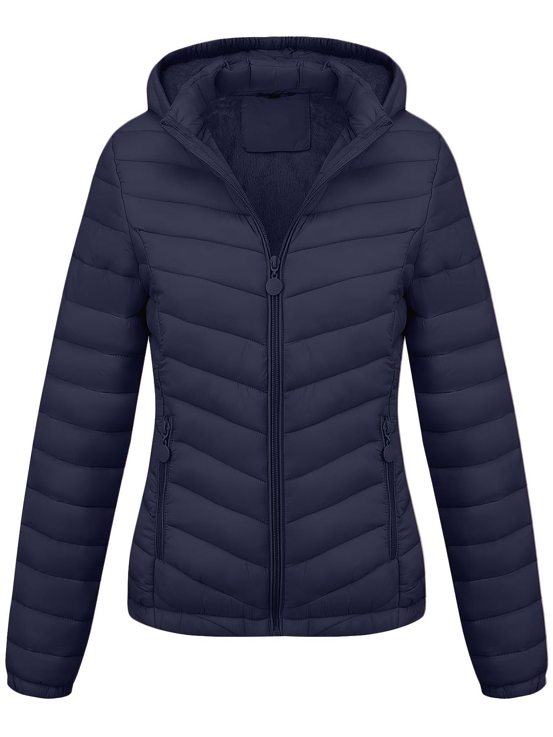 Fien | Geritste hoodie puffy jas met schuine zakken