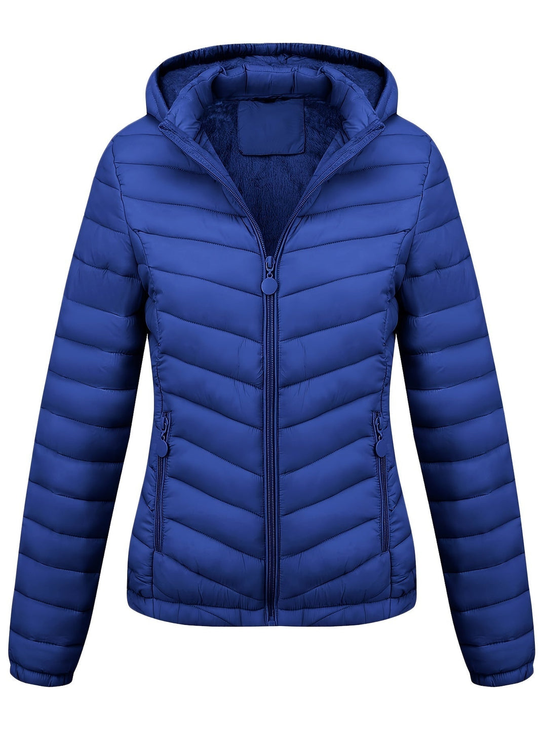 Fien | Geritste hoodie puffy jas met schuine zakken