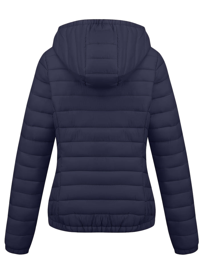Fien | Geritste hoodie puffy jas met schuine zakken