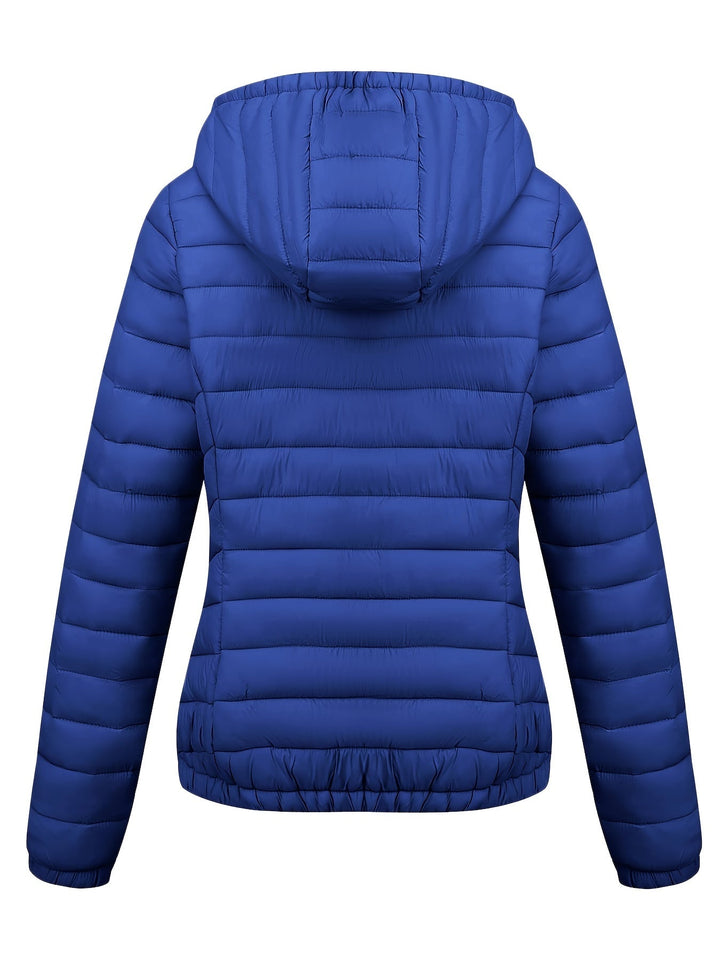 Fien | Geritste hoodie puffy jas met schuine zakken