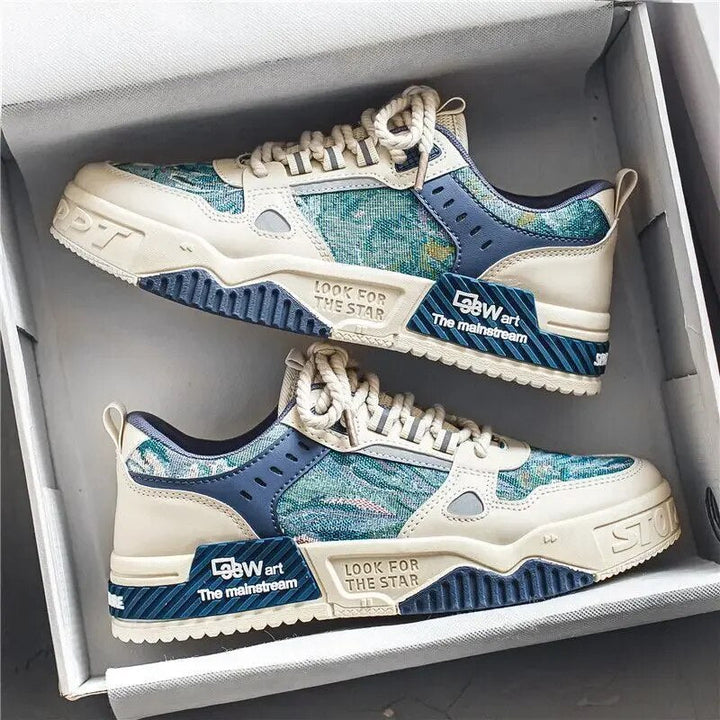 Finn | Kunst geïnspireerde blauw-witte herenschoenen
