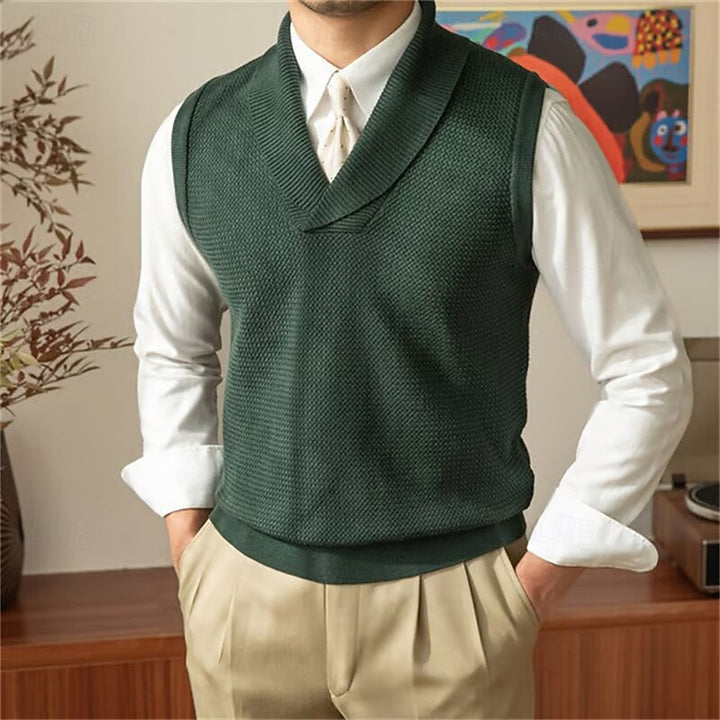 Alden | Gebreide Sweater Vest met Sjalkraag