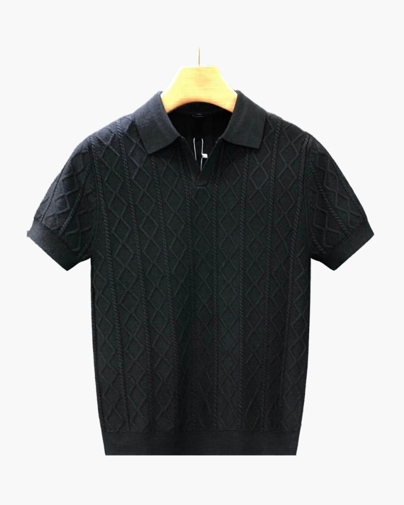 Gebreide Polo Heren Tailored Fit Textuur Casual Zomer