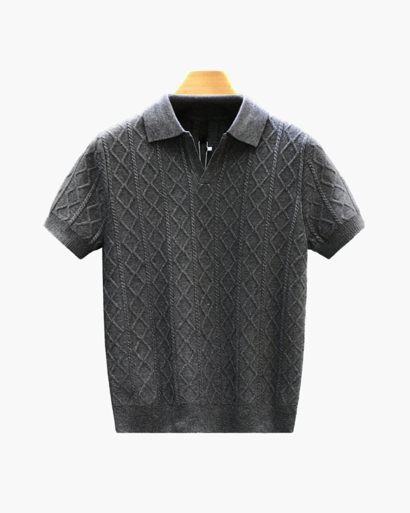 Gebreide Polo Heren Tailored Fit Textuur Casual Zomer