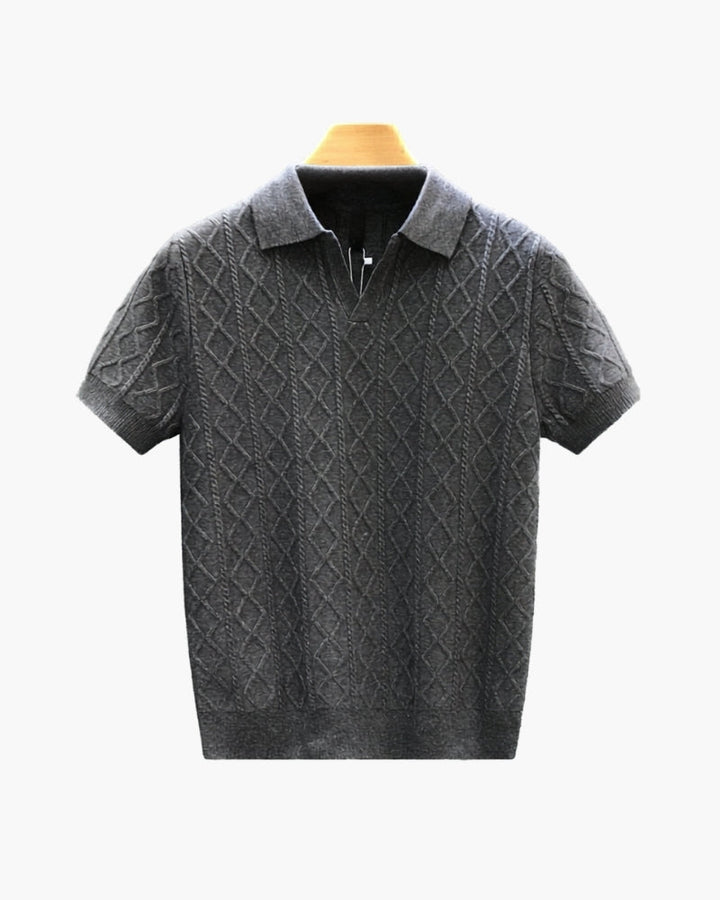 Gebreide Polo Heren Tailored Fit Textuur Casual Zomer