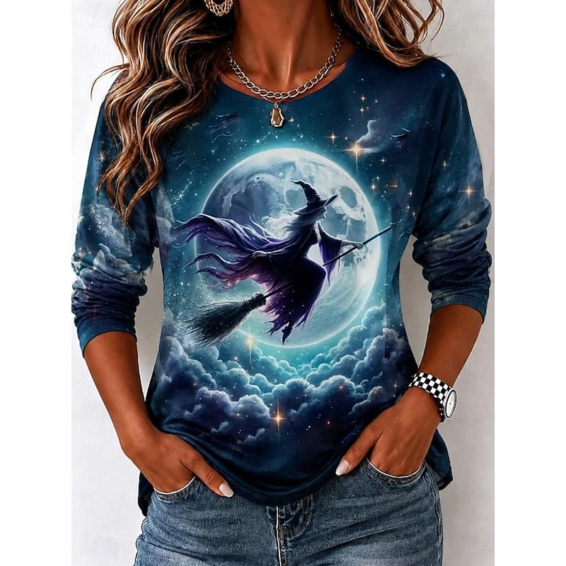 Herfst | Halloween Heks Grafisch Lange Mouwen Top
