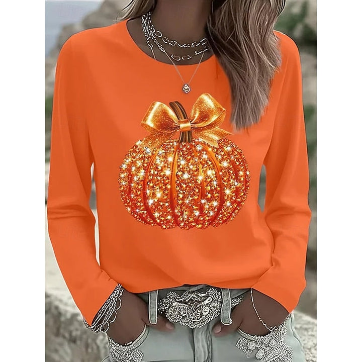Lillian | Sprankelend Halloween Pompoen T-shirt