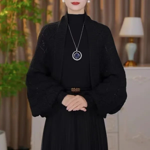 Hannah Gebreide Cardigan met Geïntegreerde Sjaalkraag