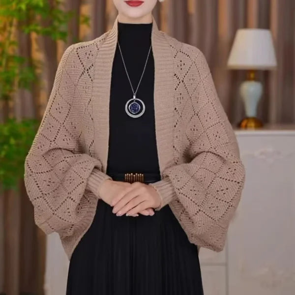 Hannah Gebreide Cardigan met Geïntegreerde Sjaalkraag