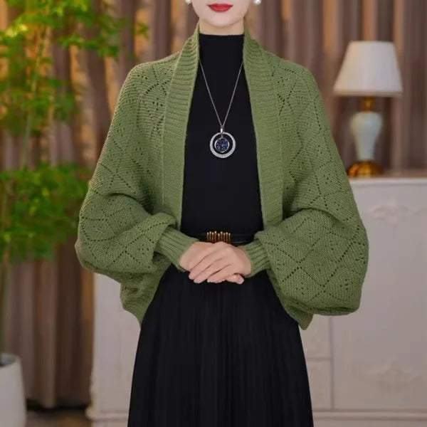 Hannah Gebreide Cardigan met Geïntegreerde Sjaalkraag