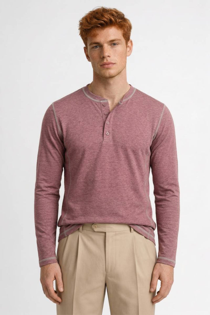 Henley Shirt Heren - Casual met Knoopsluiting | Lange Mouw