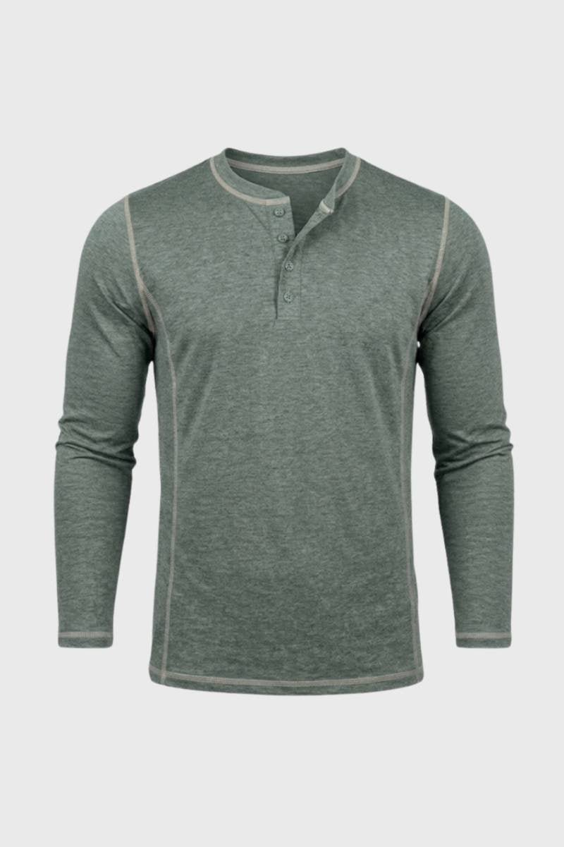Henley Shirt Heren - Casual met Knoopsluiting | Lange Mouw