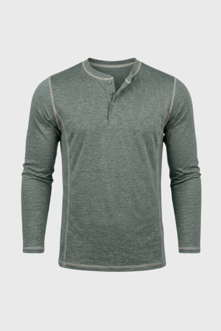 Henley Shirt Heren - Casual met Knoopsluiting | Lange Mouw