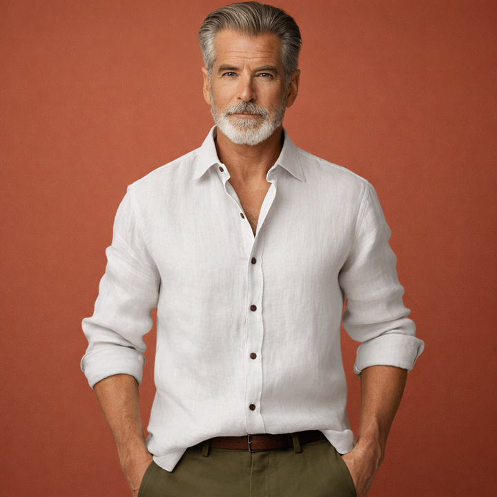 Heren Overhemd Lange Mouwen Relaxed Fit Casual Zomer