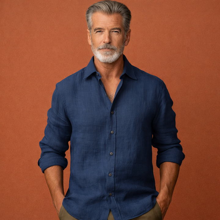 Heren Overhemd Lange Mouwen Relaxed Fit Casual Zomer