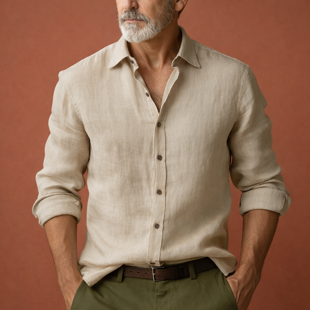 Heren Overhemd Lange Mouwen Relaxed Fit Casual Zomer