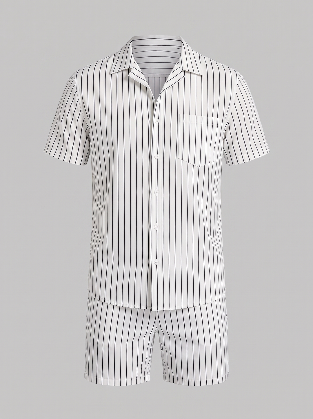 Heren Pinstripe Korte Mouw Co-ord Set Zomer