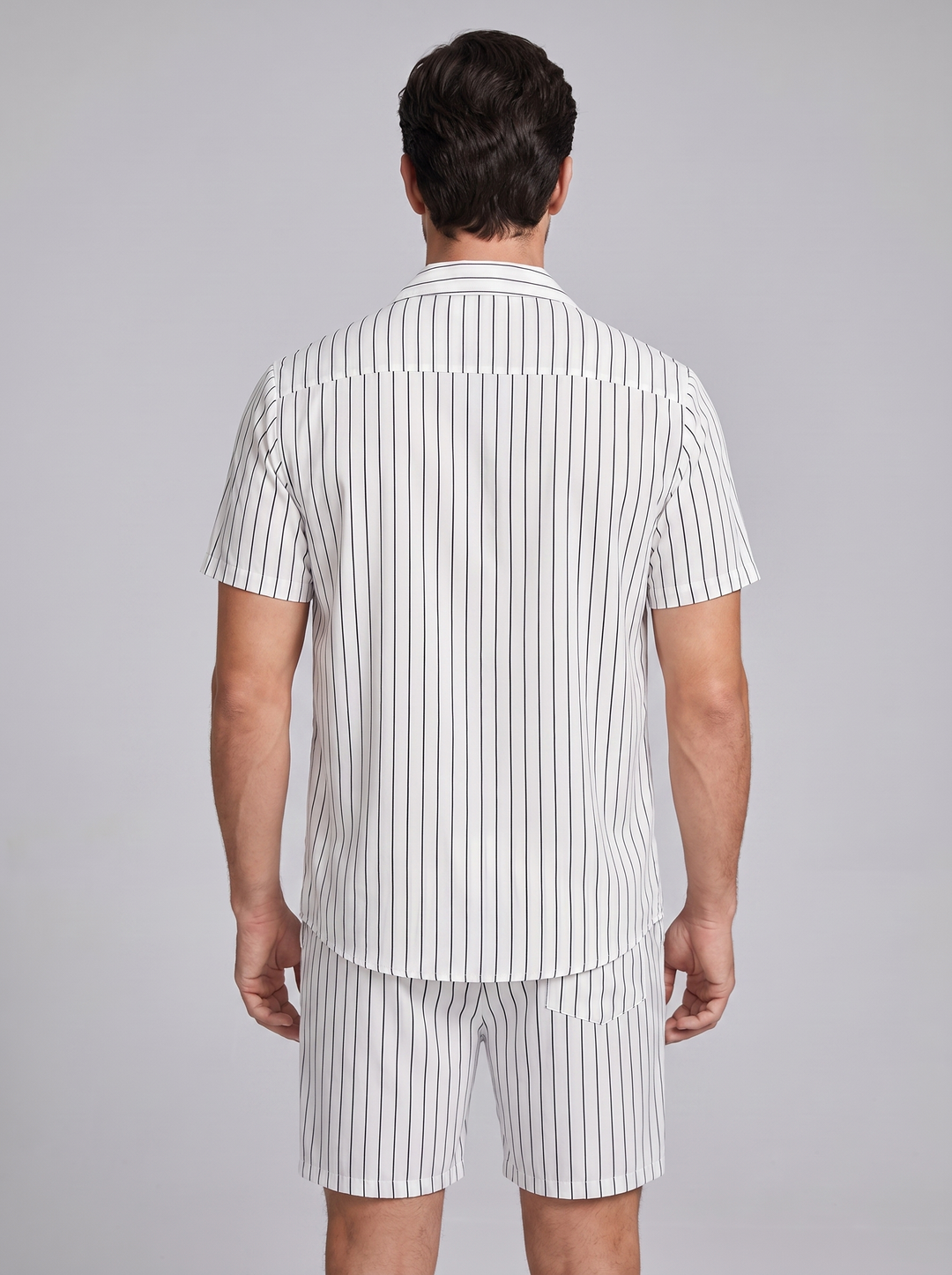 Heren Pinstripe Korte Mouw Co-ord Set Zomer