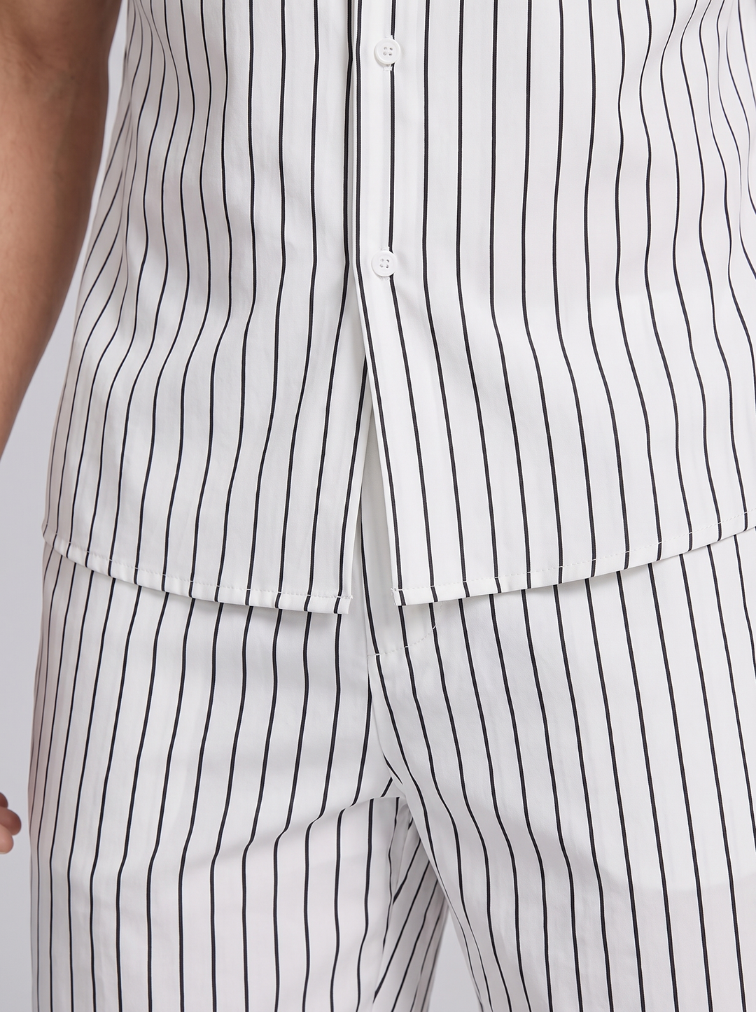 Heren Pinstripe Korte Mouw Co-ord Set Zomer
