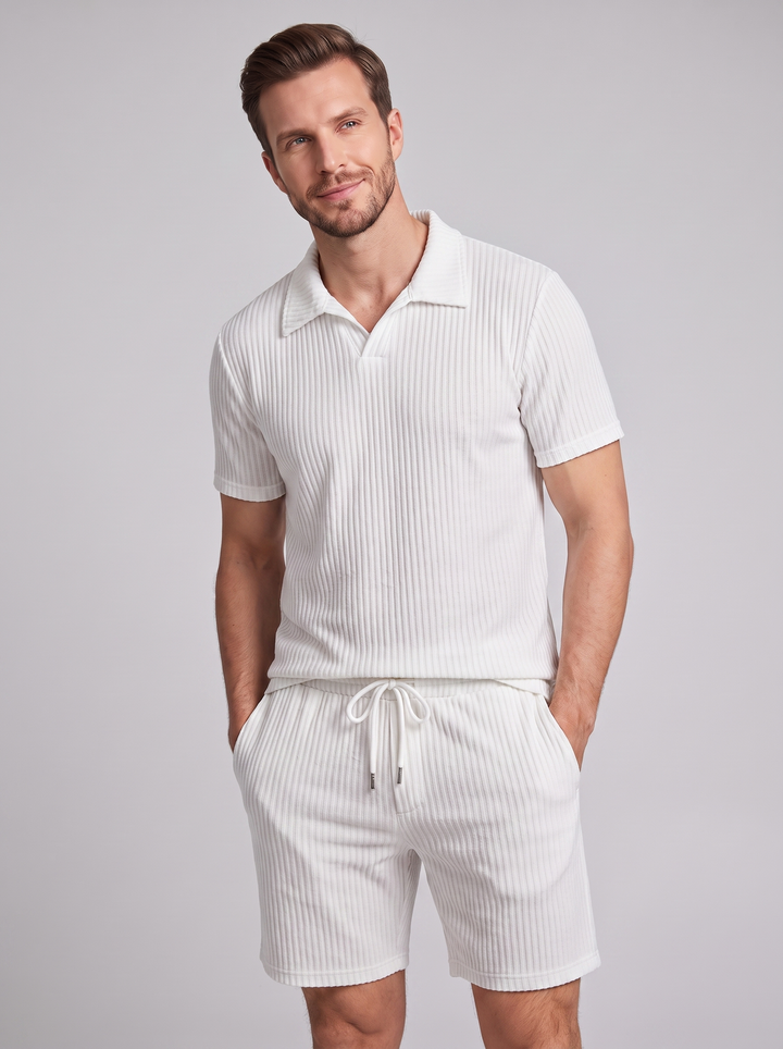 Heren Ribgebreide Polo Set
