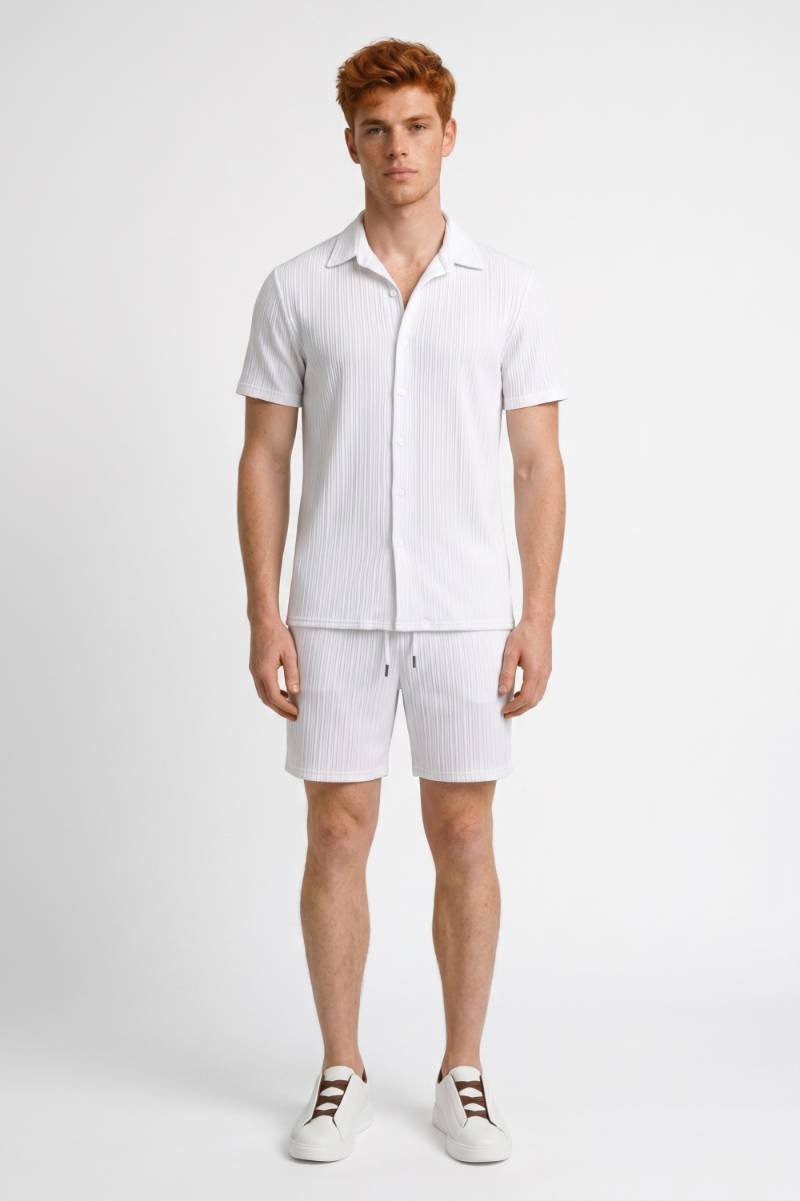Heren Set Overhemd Korte Broek Gestreept Regular Fit
