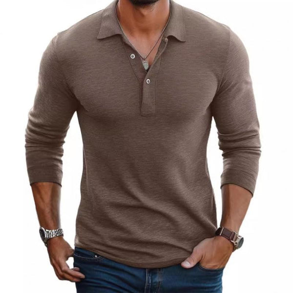 Herenpolo Lange Mouwen Slim Fit Casual