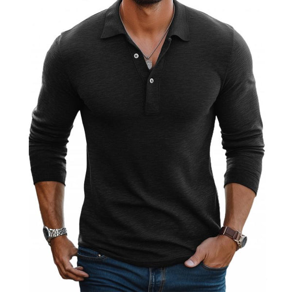 Herenpolo Lange Mouwen Slim Fit Casual