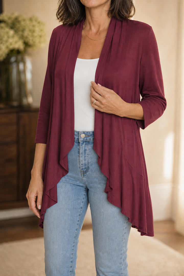 Wearbella – 3/4 Mouw Open Voorkant Waterval Cardigan